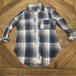 Project 28 Navy and White Plaid Button-Down Shirt